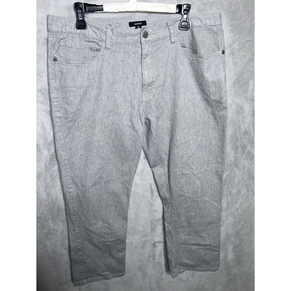 Alfani Pants Mens 36x27 HeatherGray Slim Fit Straight Leg Office Preppy